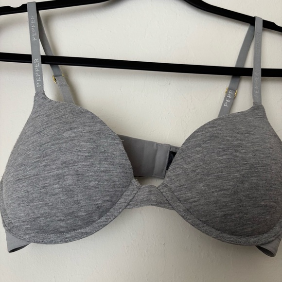 Pepper Supima Cotton Lift Up Bra in Heather Grey Size 34A Underwire Padded - Picture 4 of 15